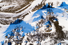 Shadows in Geitland in Iceland in winter. Aerial photo captured with a camera drone by Paul Oostveen.
