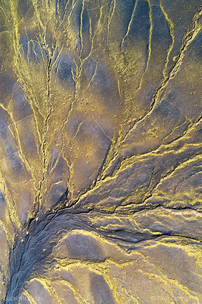 Slope in Veiðivötn area in the highlands of Iceland. Aerial photo captured by drone in Veidivötn.