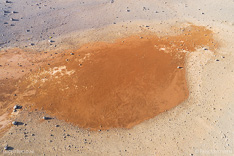 Dried out lake in Svartárbugur in Kjölur in the highlands of Iceland. Aerial photo captured by drone.