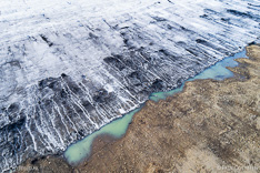 The end of Langjökull glacier near Skálpanes in the highlands of Iceland. Aerial photo captured by drone.